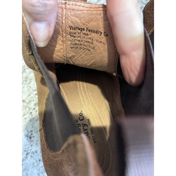 Vintage Foundry Co Mens Pull On Slip On Roberto Chelsea Boots Brown Suede Sz 13